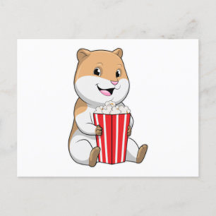 Hamster mit Tüte Popcorn Postkarte