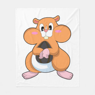 Hamster mit Walnuss Fleecedecke