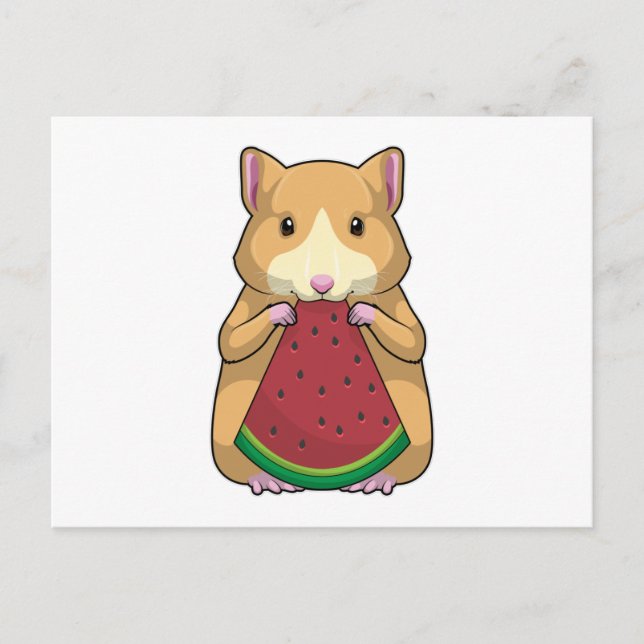 Hamster mit Wassermelone Postkarte (Vorderseite)