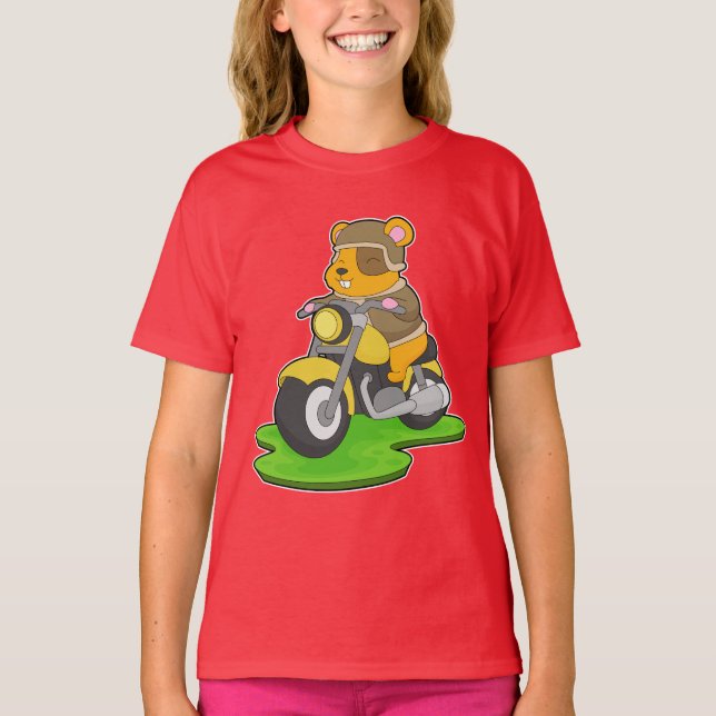 Hamster Motorrad T-Shirt (Vorderseite)