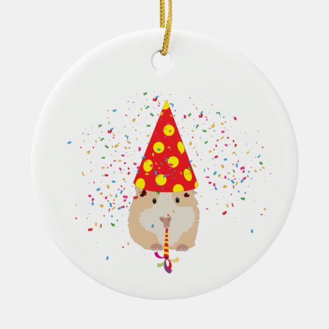 Hamster Partying - Tiere mit Party Keramik Ornament (Vorne)