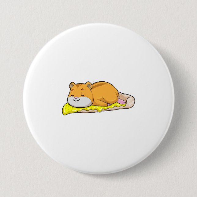 Hamster & Pizza mit Käse Button (Vorderseite)
