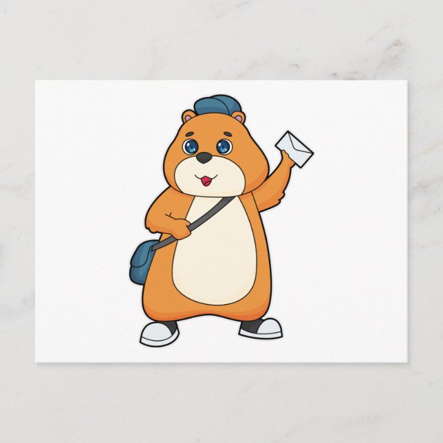 Hamster Postman Letter Postkarte (Vorderseite)