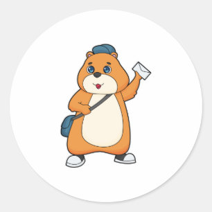 Hamster Postman Letter Runder Aufkleber