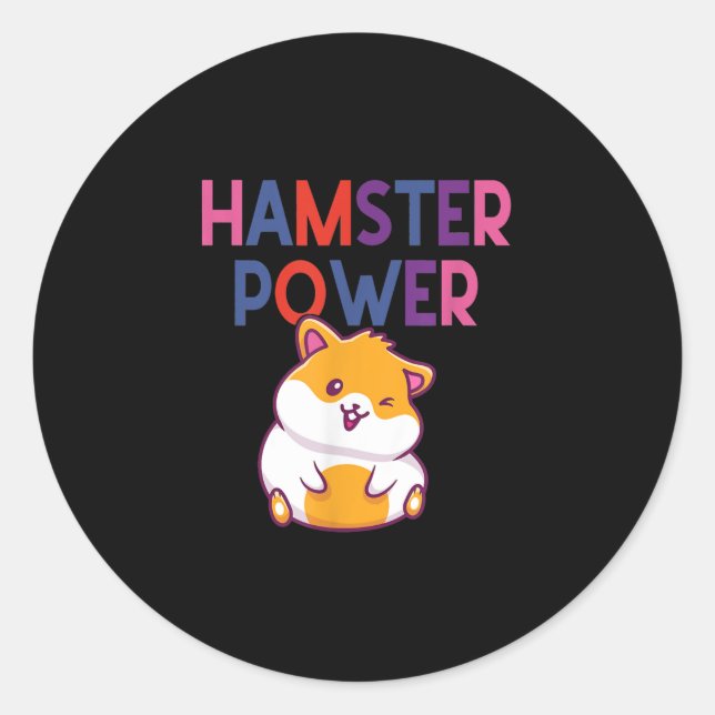 Hamster Power Niedlich Hamster Cartoon Runder Aufkleber (Vorderseite)