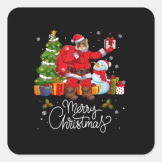 Hamster Santa Christmas Pajama Family Group Quadratischer Aufkleber