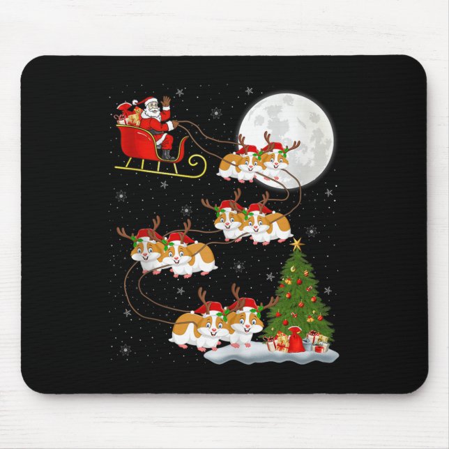 Hamster Santa Sleigh Flying Funny Magical Christma Mousepad (Vorne)