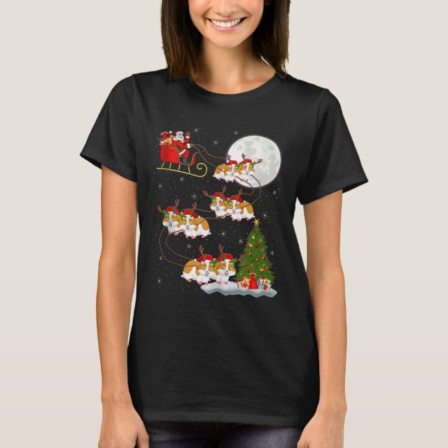 Hamster Santa Sleigh Flying Funny Magical Christma T-Shirt (Vorderseite)