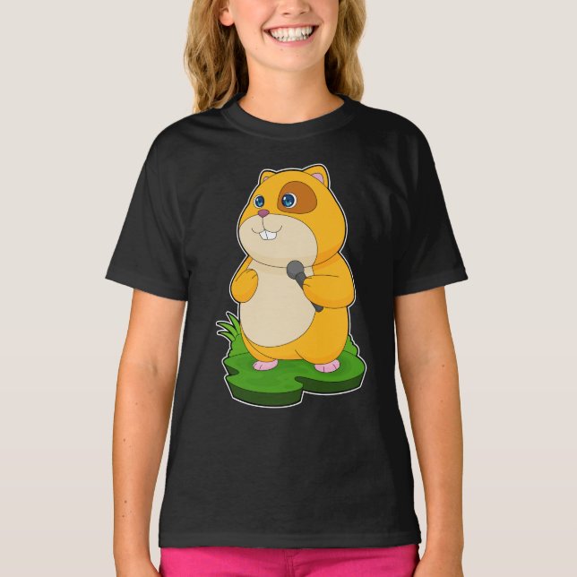Hamster Singer Microphone Music T-Shirt (Vorderseite)