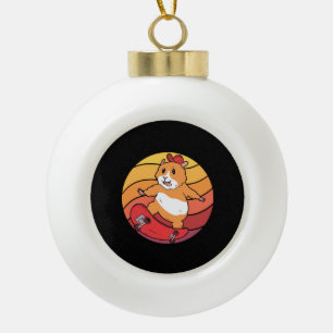 Hamster Skateboard Retro Keramik Kugel-Ornament