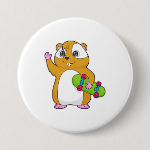 Hamster Skater Skateboard Button