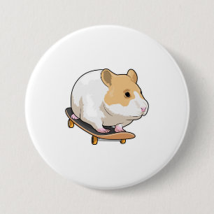 Hamster Skater Skateboard Button