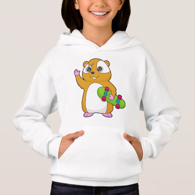 Hamster Skater Skateboard Hoodie (Vorderseite)