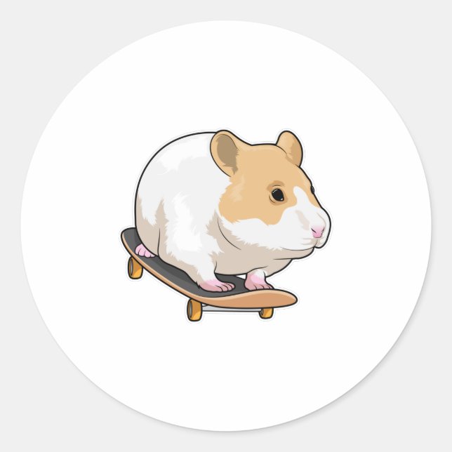 Hamster Skater Skateboard Runder Aufkleber (Vorderseite)