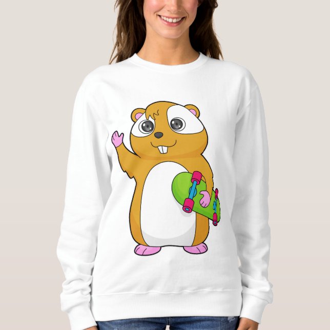 Hamster Skater Skateboard Sweatshirt (Vorderseite)
