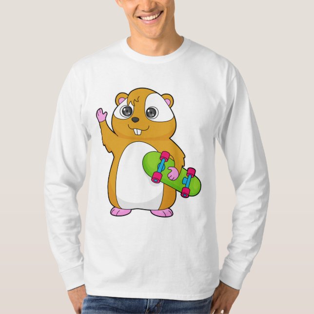 Hamster Skater Skateboard T-Shirt (Vorderseite)