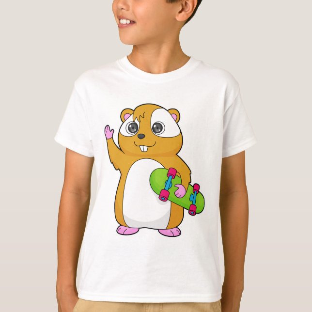 Hamster Skater Skateboard T-Shirt (Vorderseite)