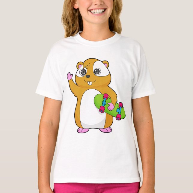 Hamster Skater Skateboard T-Shirt (Vorderseite)