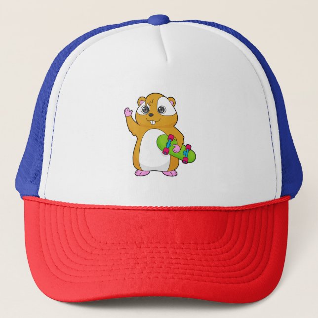 Hamster Skater Skateboard Truckerkappe (Vorderseite)
