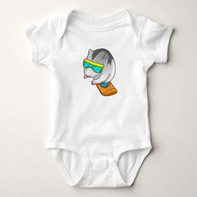Hamster Snowboarder Snowboard Baby Strampler (Vorderseite)