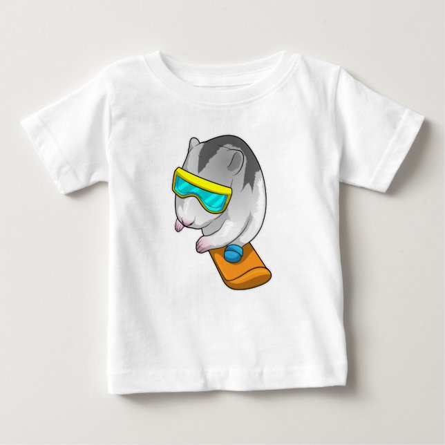 Hamster Snowboarder Snowboard Baby T-shirt (Vorderseite)