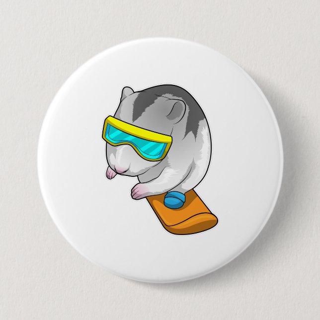 Hamster Snowboarder Snowboard Button (Vorderseite)