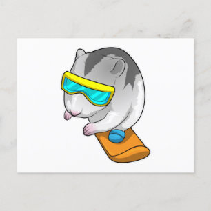 Hamster Snowboarder Snowboard Postkarte