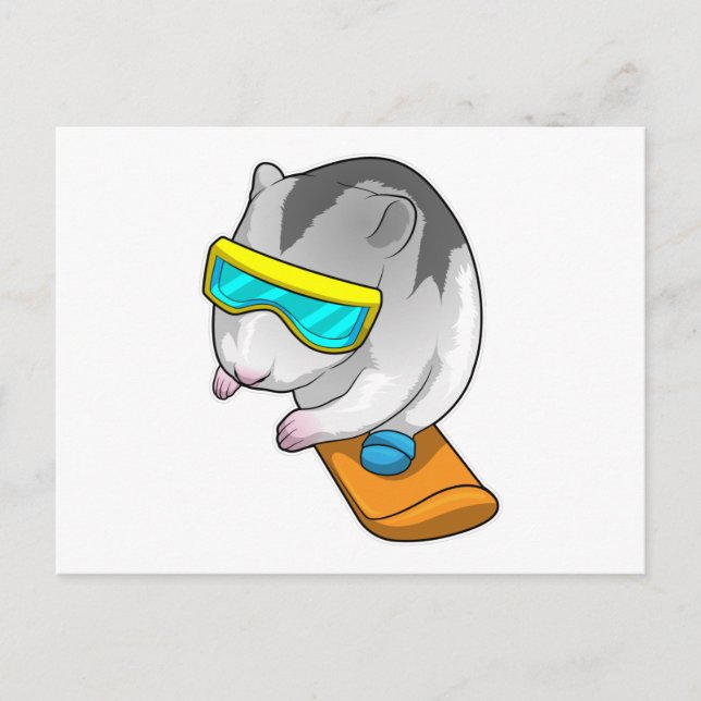 Hamster Snowboarder Snowboard Postkarte (Vorderseite)