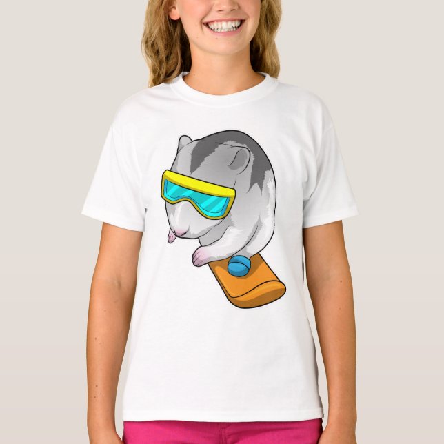 Hamster Snowboarder Snowboard T-Shirt (Vorderseite)