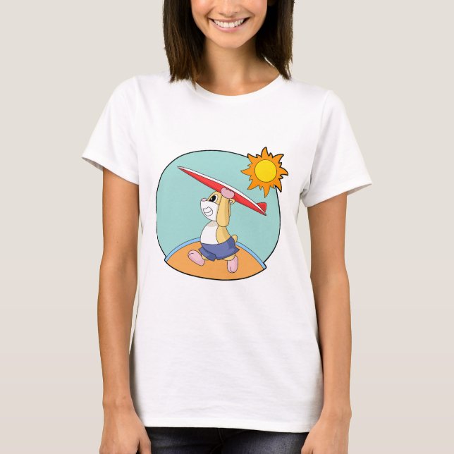 Hamster Surfing Surfboard Summer T-Shirt (Vorderseite)