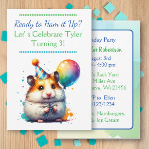 Hamster Themed Boys Geburtstagsparty Einladung