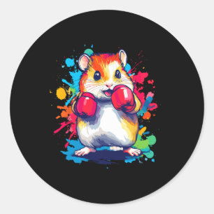 Hamster Tragen Boxhandschuhe Farben Kunst Runder Aufkleber
