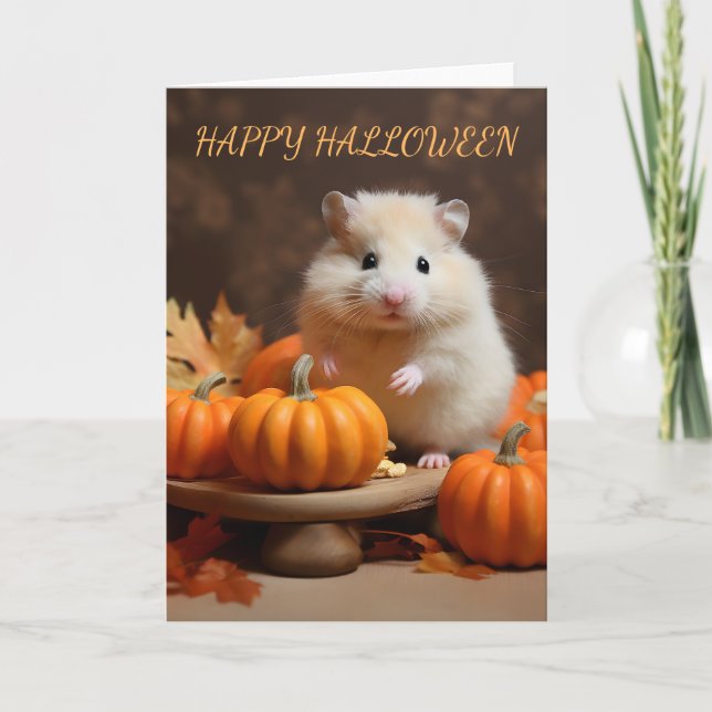 Hamster unter der Kürbiskins Halloween-Karte Karte (Vorderseite)