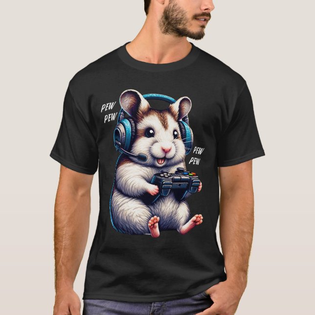 Hamster Video Game Gaming Nerd T-Shirt (Vorderseite)