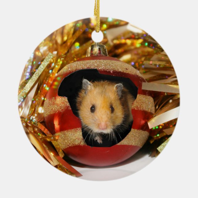 Hamster-Weihnachten Keramikornament (Hinten)