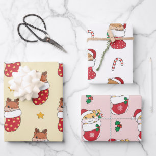 Hamster Weihnachts-Wintertiere Holiday Hamsters Geschenkpapier Set