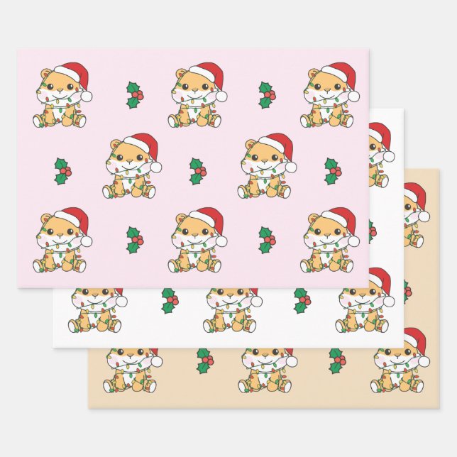 Hamster Weihnachts-Wintertiere Holiday Hamsters Geschenkpapier Set (Set)