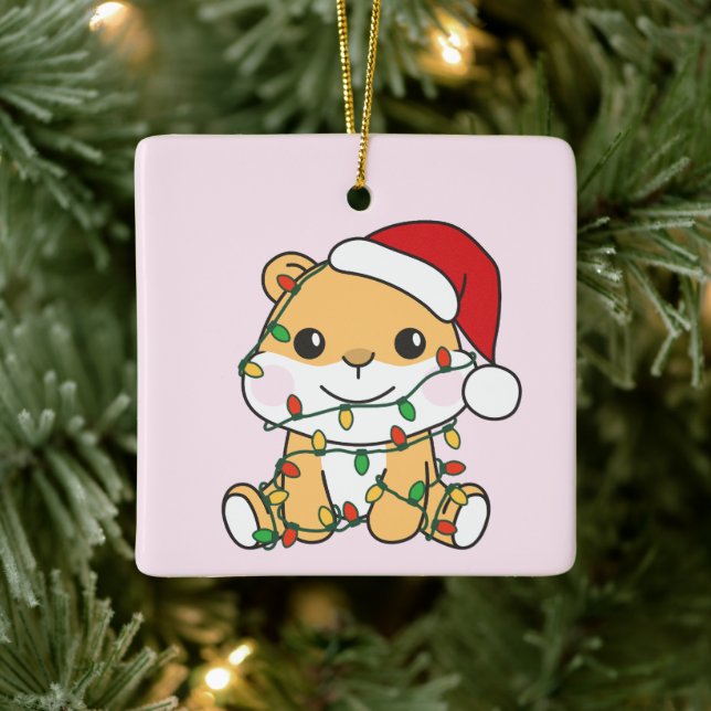 Hamster Weihnachts-Wintertiere Holiday Hamsters Keramikornament (Baum)