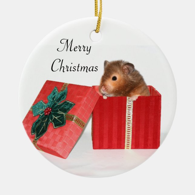 Hamster Weihnachtsgeschenk Keramik Ornament (Vorne)