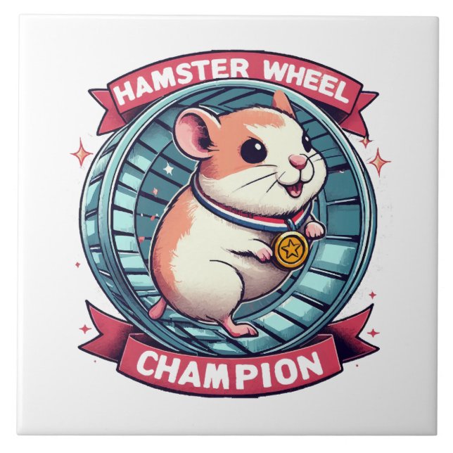 Hamster Wheel Champion Fliese (Vorderseite)