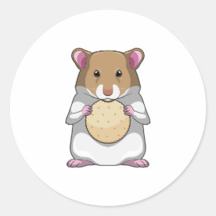 Hamster with Biscuit Runder Aufkleber