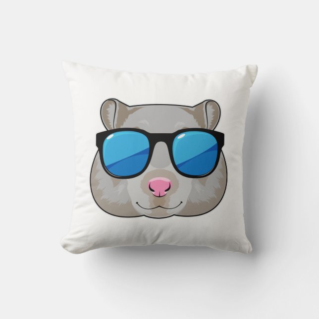 Hamster with Sunglasses Kissen (Vorderseite)