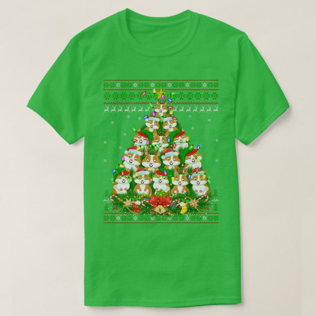 Hamster Xmas Lighting Tree Santa Hamster Ugly Chri T-Shirt (Design vorne)