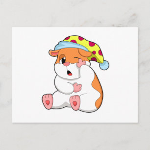 Hamster zum Schlafen mit Schlafmütze Postkarte