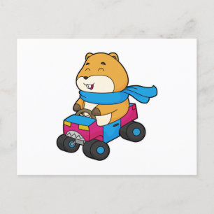 Hamsterauto Postkarte