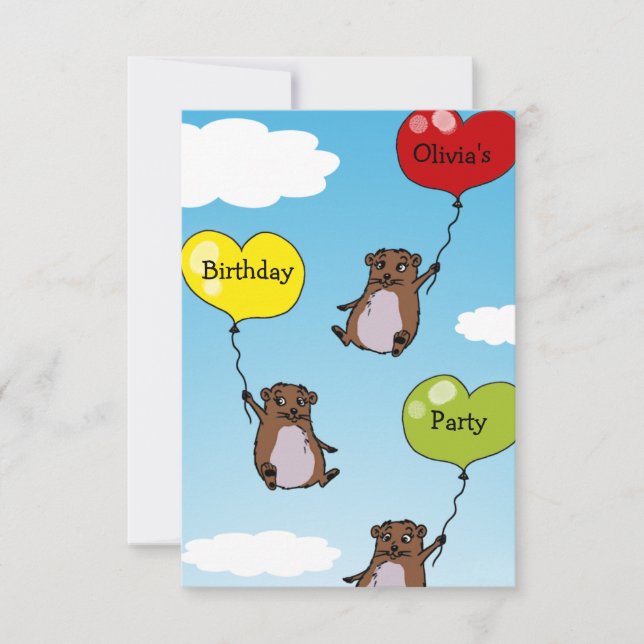 Hamsterballons, Geburtstagsparty personalisiert Einladung (Vorderseite)