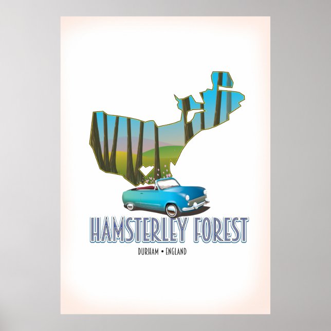 Hamsterley Forest Durham England Karte Poster (Vorne)