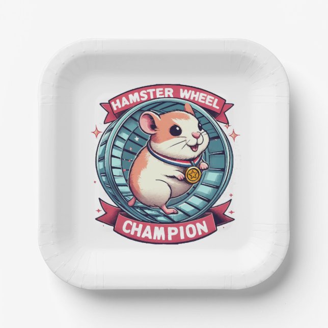 Hamsterrad-Champion Pappteller (Vorderseite)