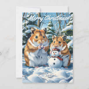 Hamsters und Snowman Weihnachten Mitteilungskarte