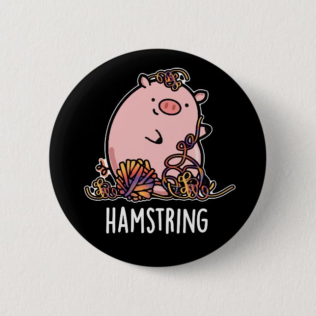 Hamstring Funny Pig Pun Dark BG Button (Vorderseite)